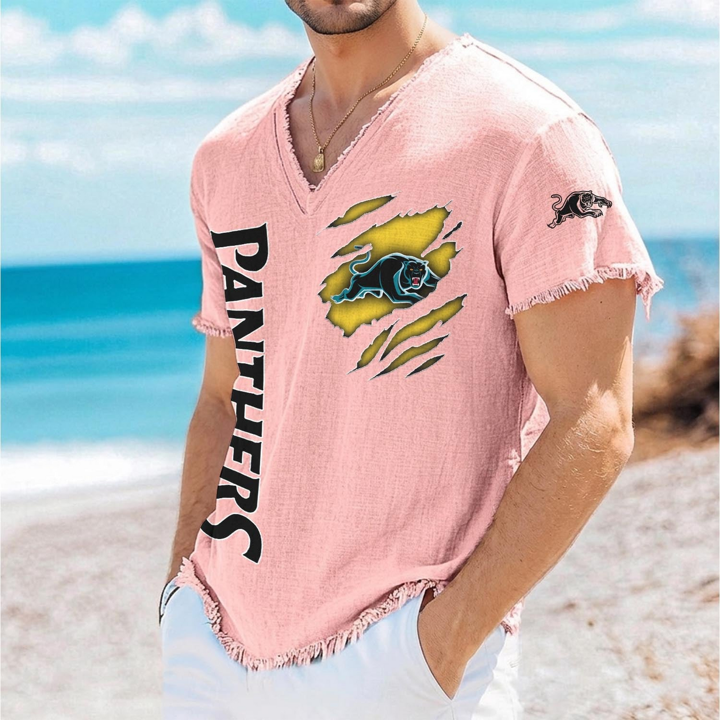 PEN x NRL V-Neck Linen Beach Shirt 1905 DatND DVT