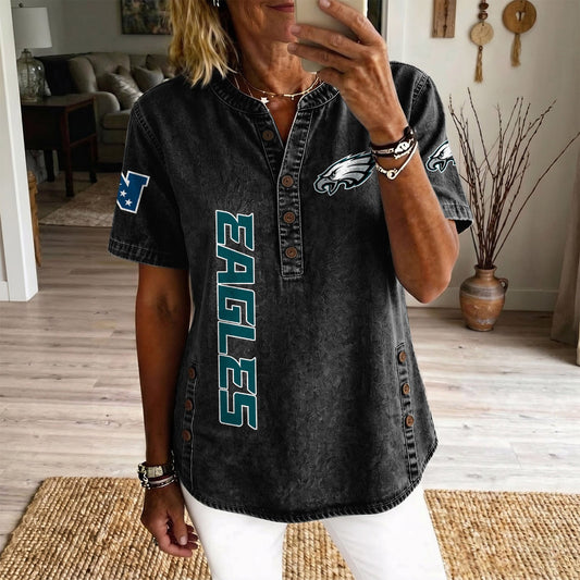 PHI x NFL Women‘s Denim Casual Tops DATND LBN 190526