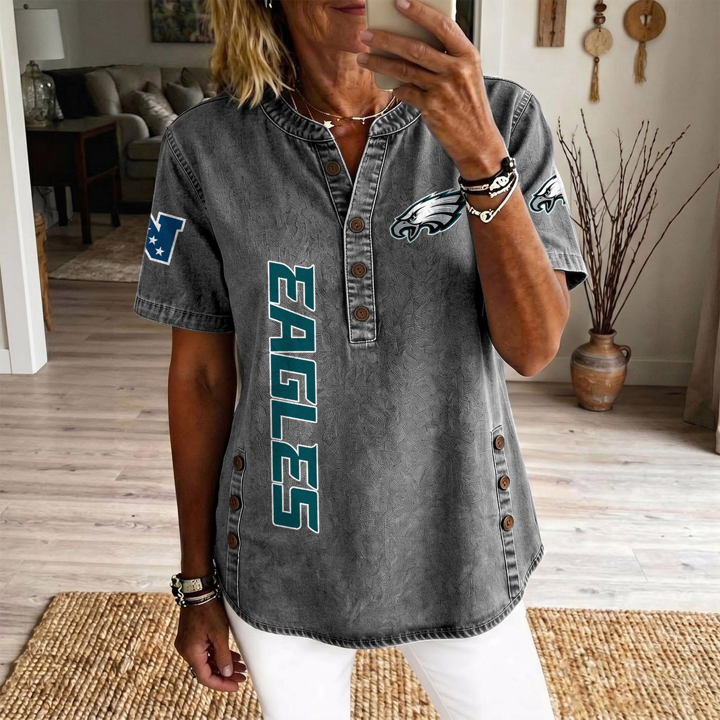 PHI x NFL Women‘s Denim Casual Tops DATND LBN 190526