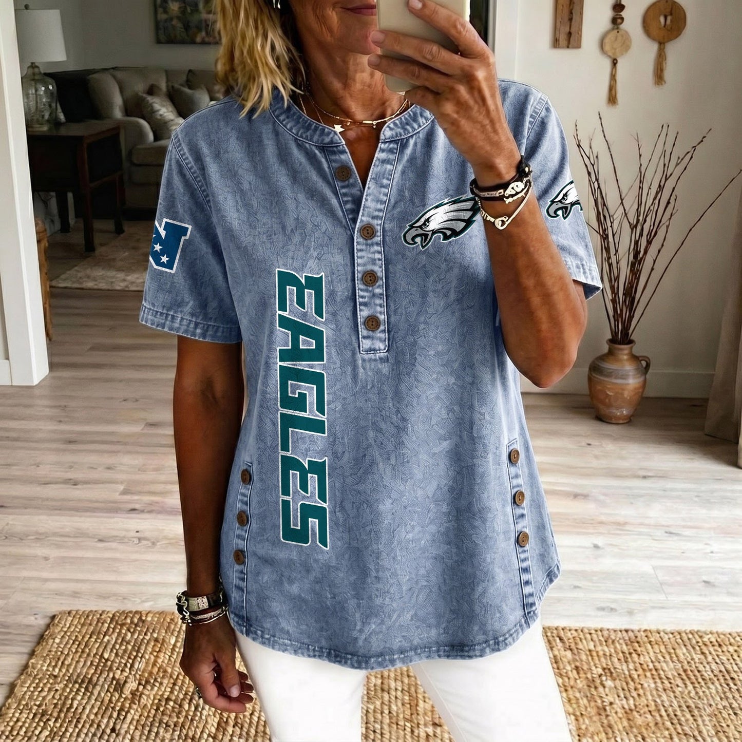 PHI x NFL Women‘s Denim Casual Tops DATND LBN 190526