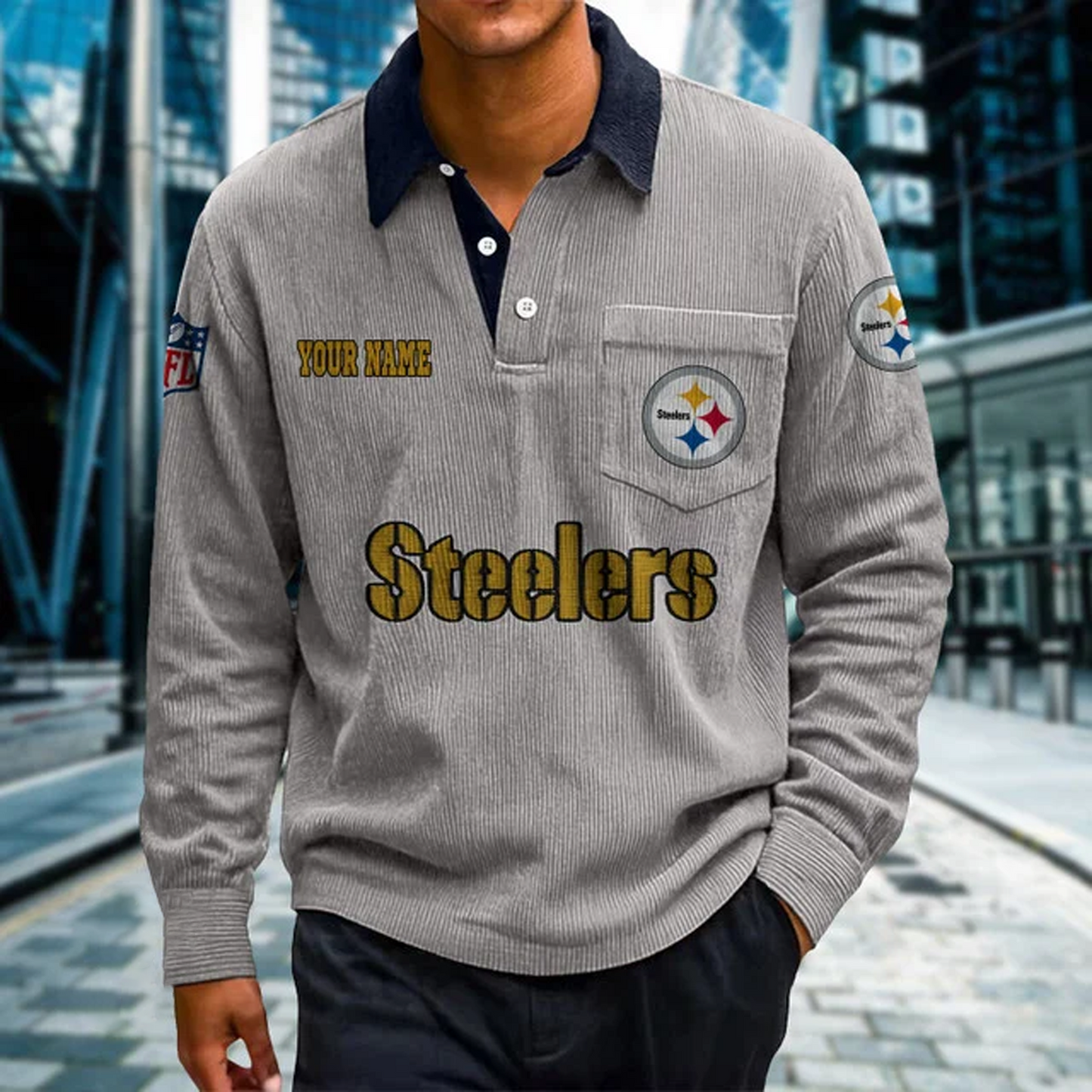 PIT X Premium NFL Corduroy color-blocked long-sleeved shirt NDT NHT