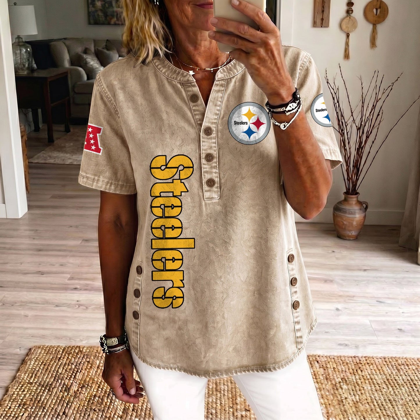 PIT x NFL Women‘s Denim Casual Tops DATND LBN 190526