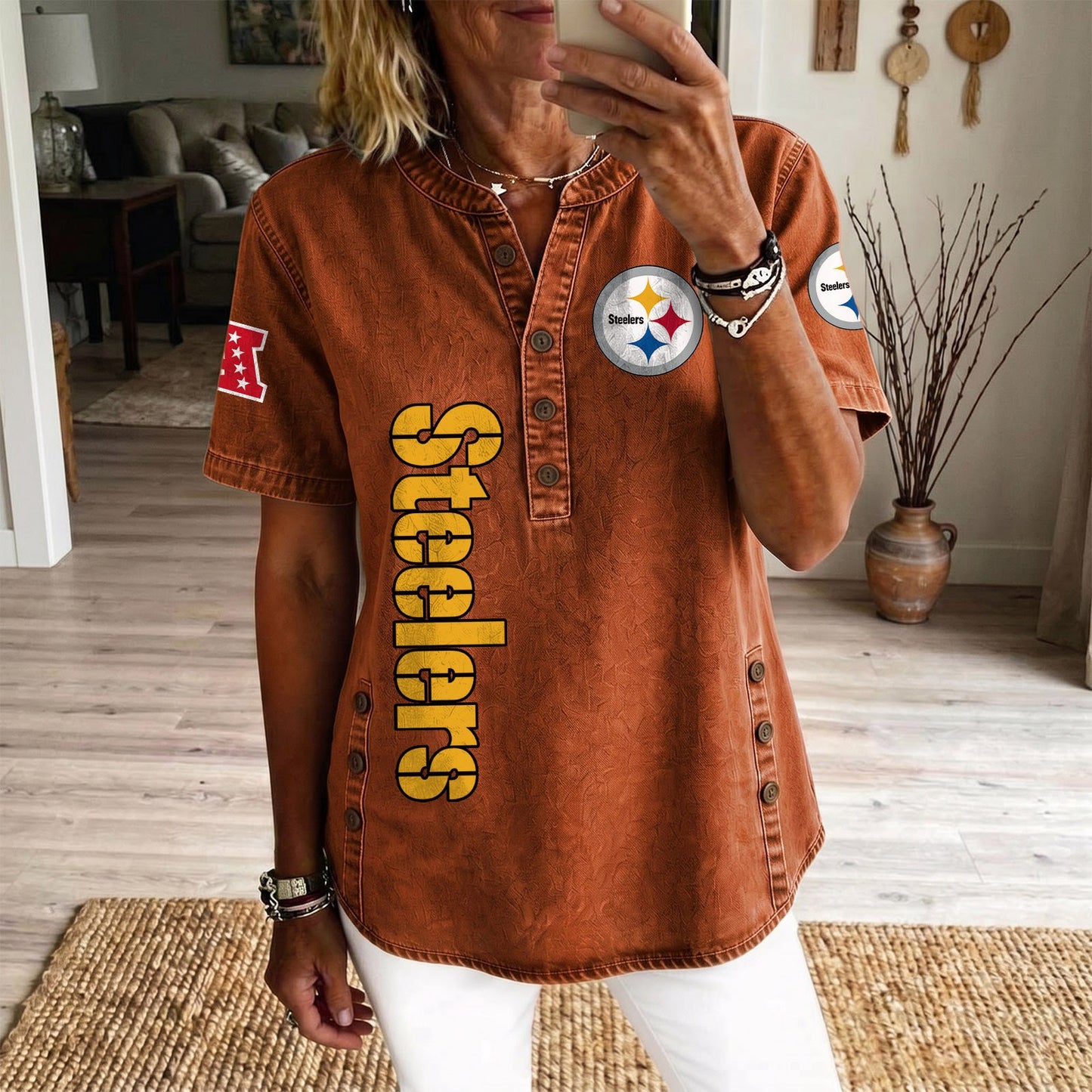 PIT x NFL Women‘s Denim Casual Tops DATND LBN 190526