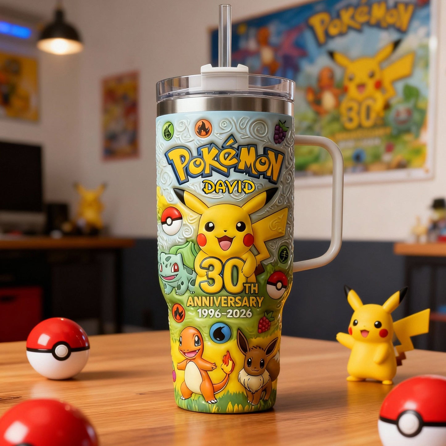 PKM x Pikachu 30th Aniversary Custom Name Tumbler HLP 090426 HLPHUONG