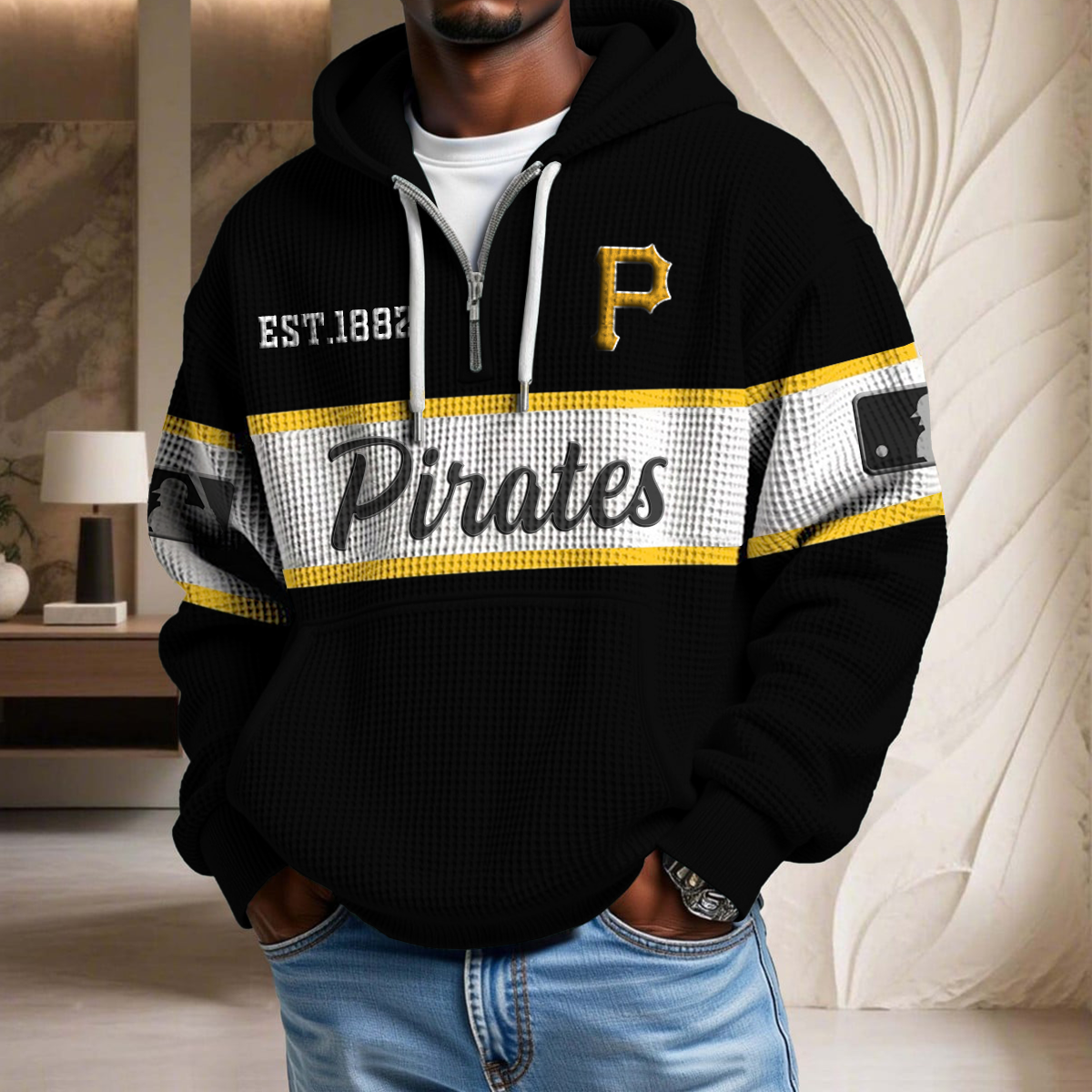 MLB x PIT EST Waffle Half Zip Hoodie HLP HLPHUONG