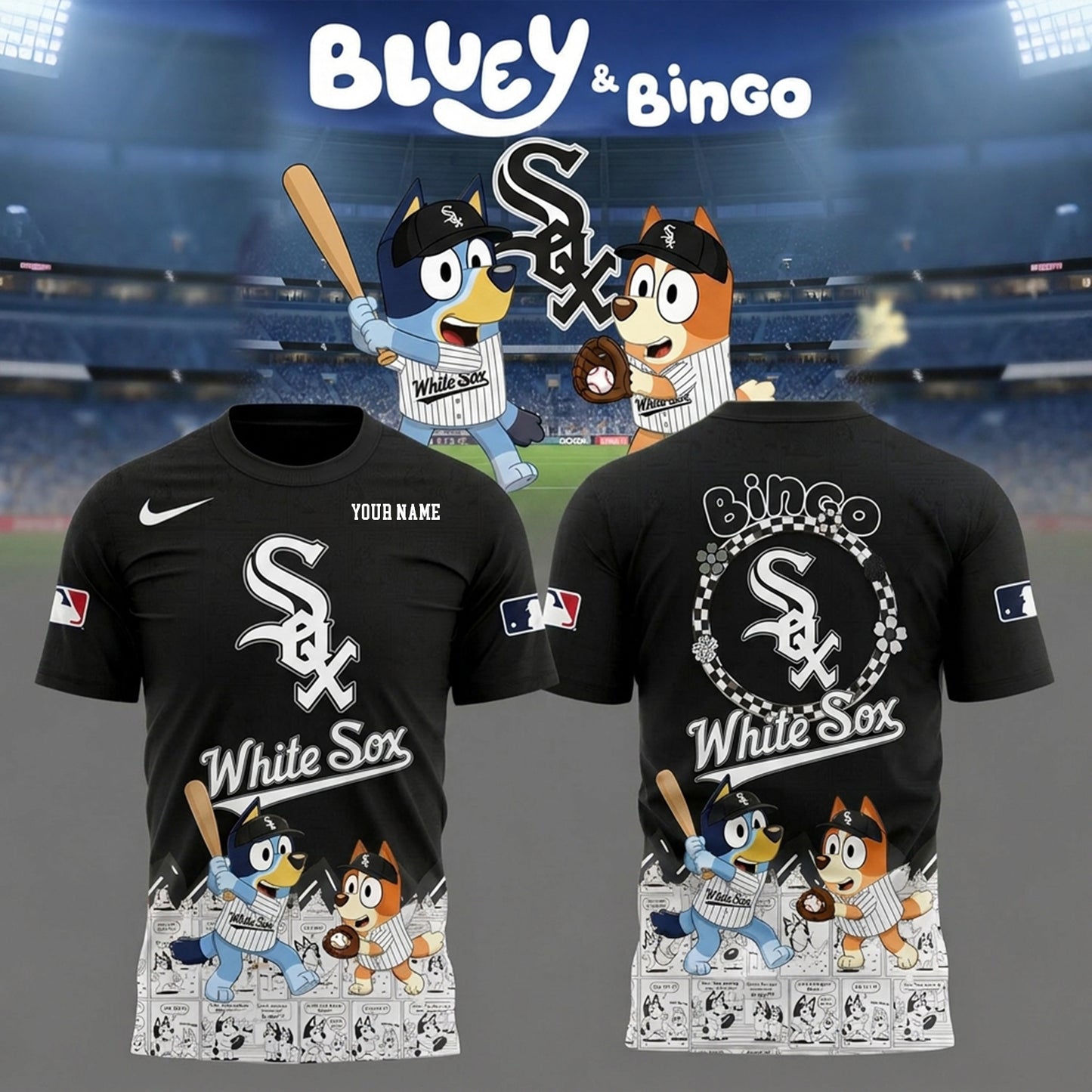 PREMIUM MLB X CWS Bluey & Bingo Comic Shirt NDT NHM 260526