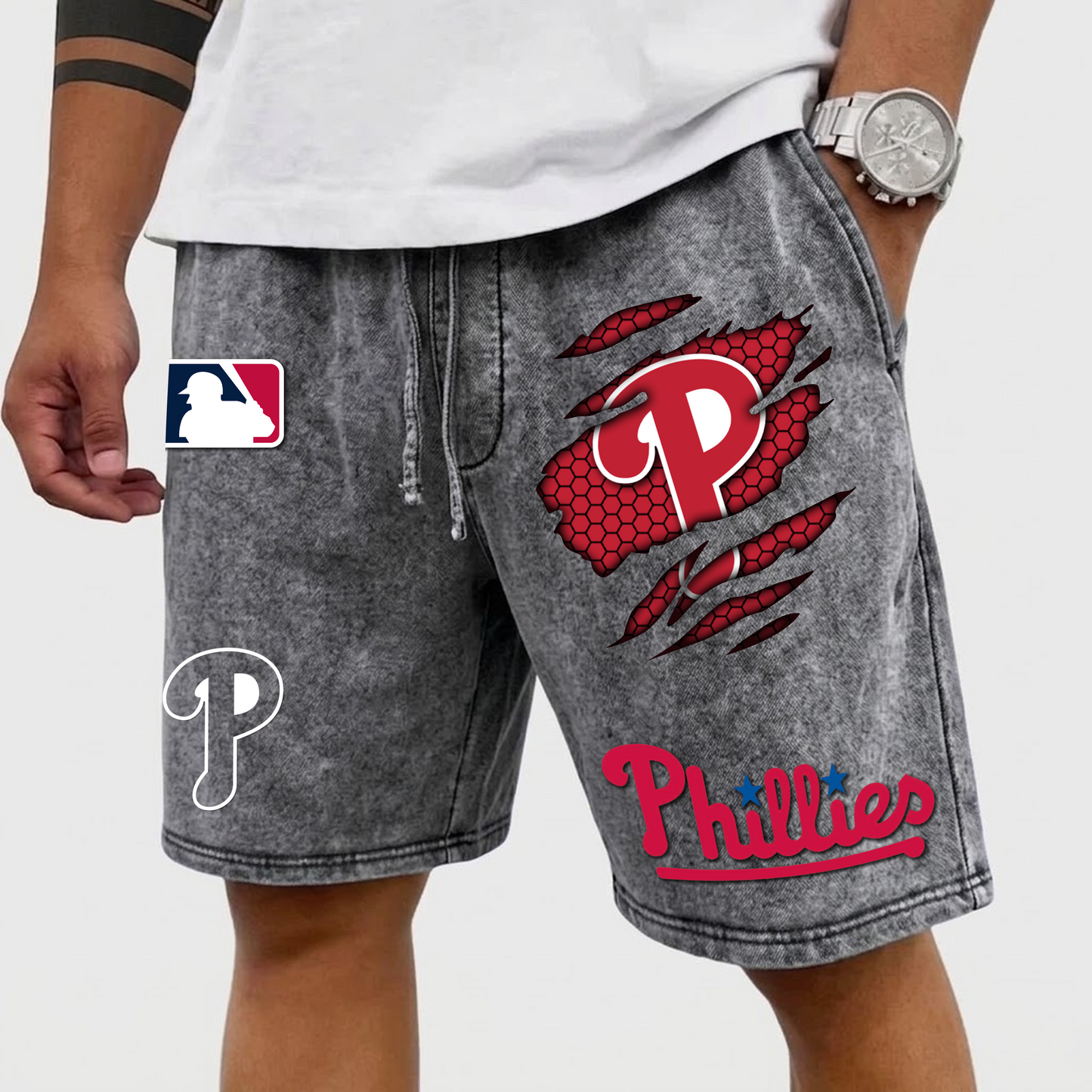 PREMIUM MLB X PHI WASH SHORT FOR SUMMERS HOLIDAY NDT VHM 080426