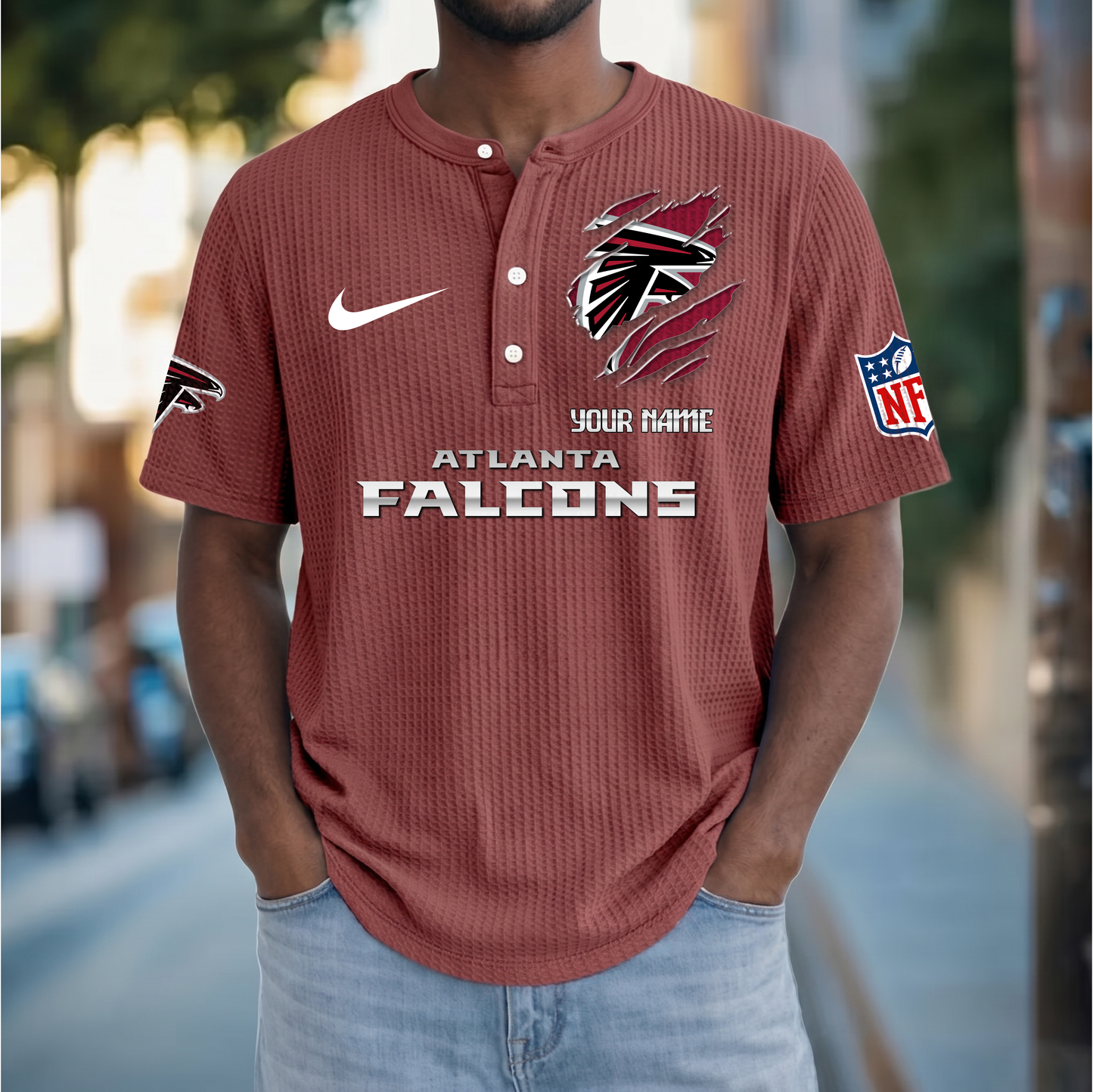 PREMIUM NFL  X  AF Crew neck button Henry Shirt Limited Editions NDT VHM 230426