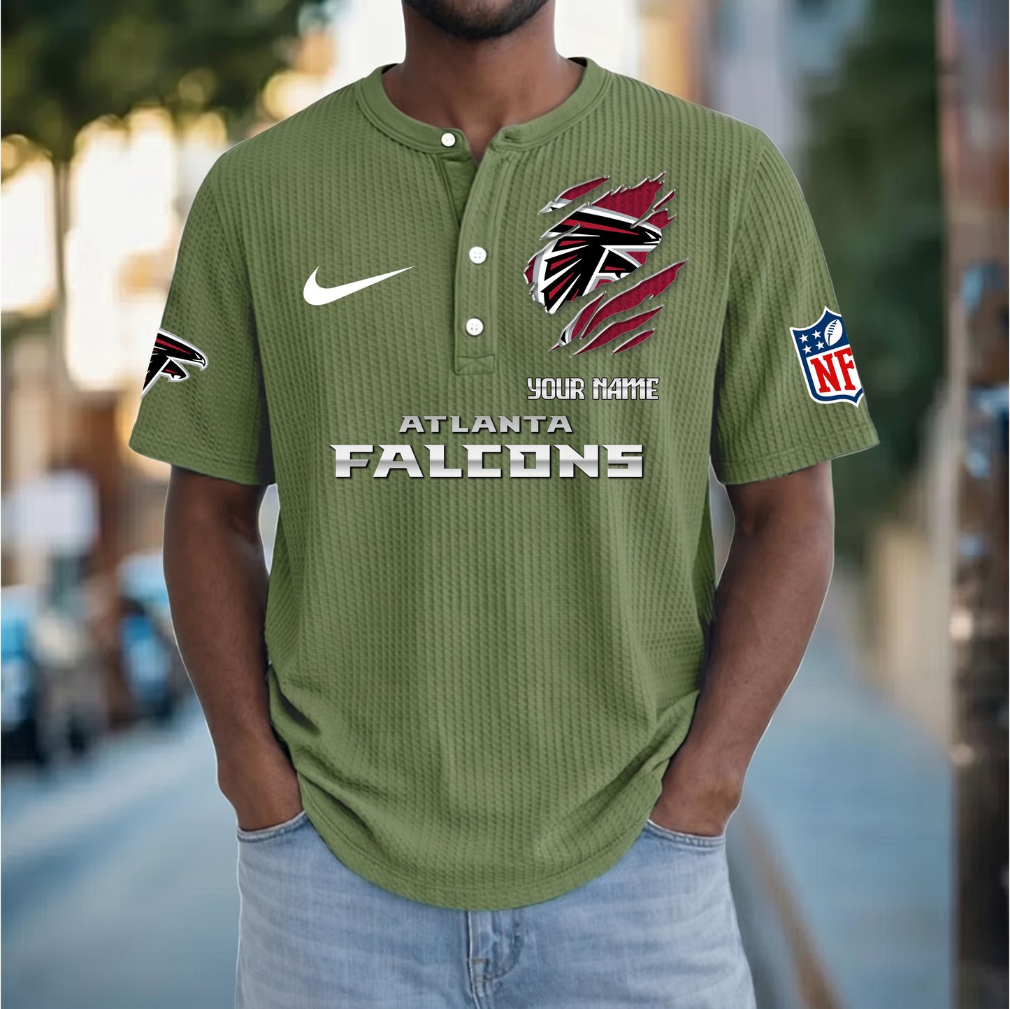 PREMIUM NFL  X  AF Crew neck button Henry Shirt Limited Editions NDT VHM 230426