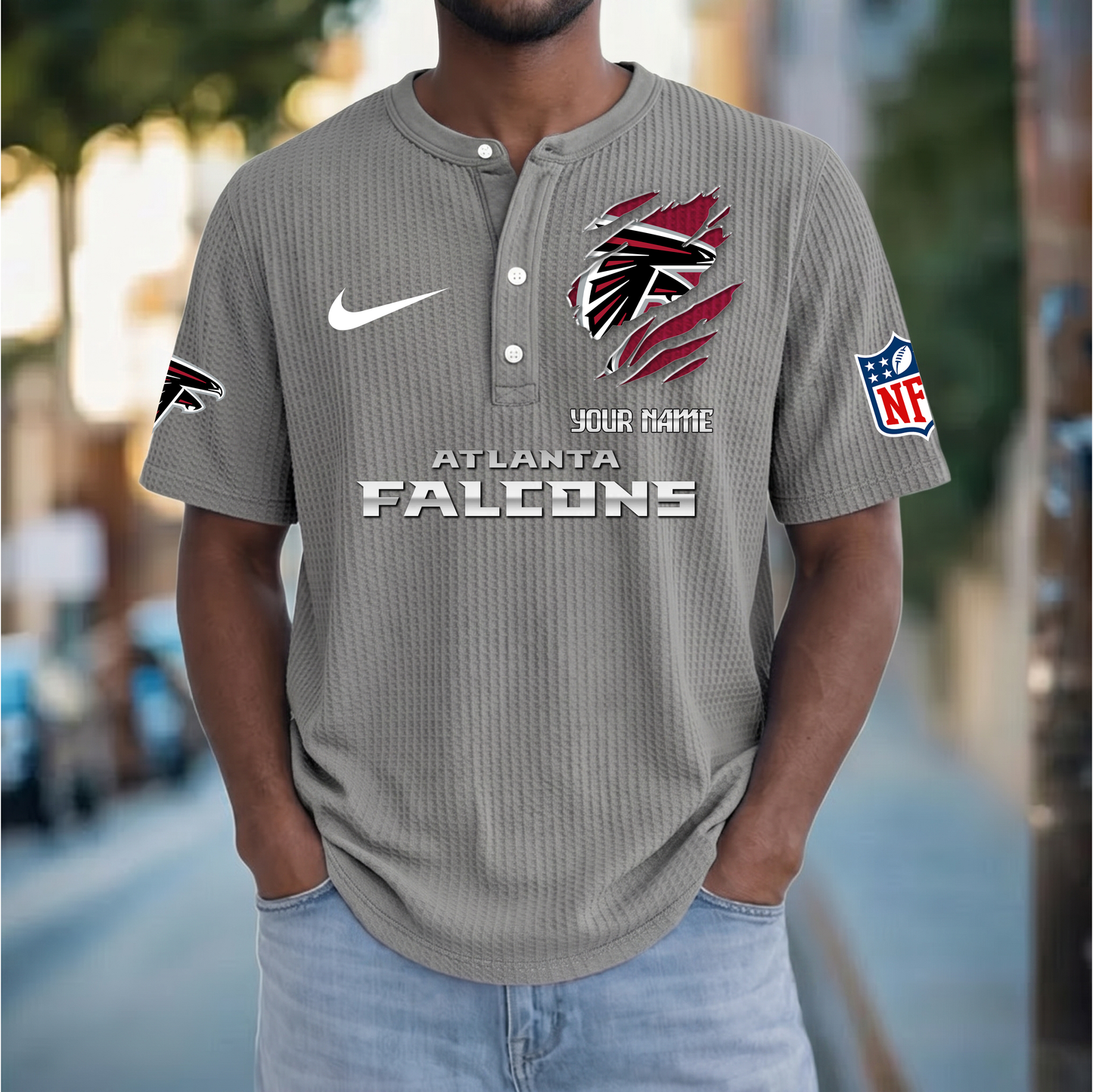 PREMIUM NFL  X  AF Crew neck button Henry Shirt Limited Editions NDT VHM 230426