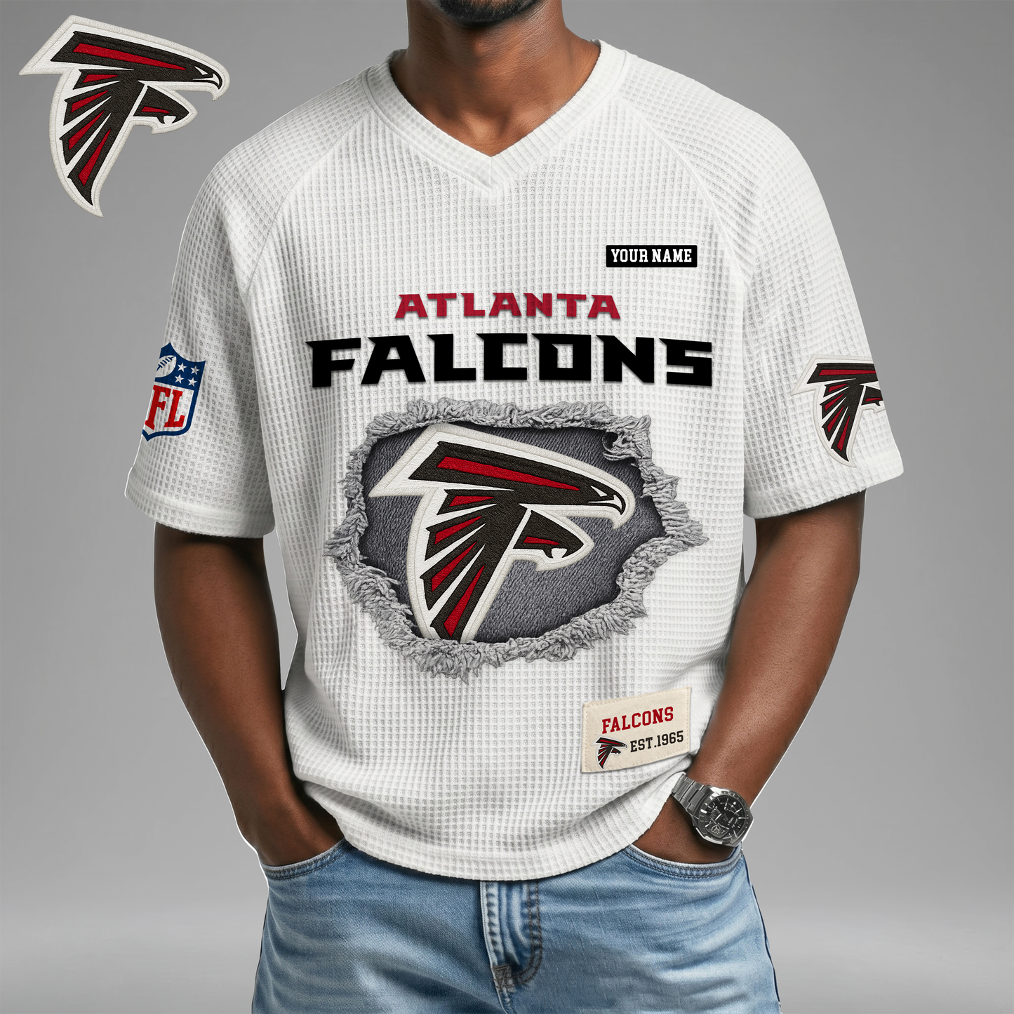 PREMIUM NFL X AF Game Day Waffle V-neck T-shirt 110626
