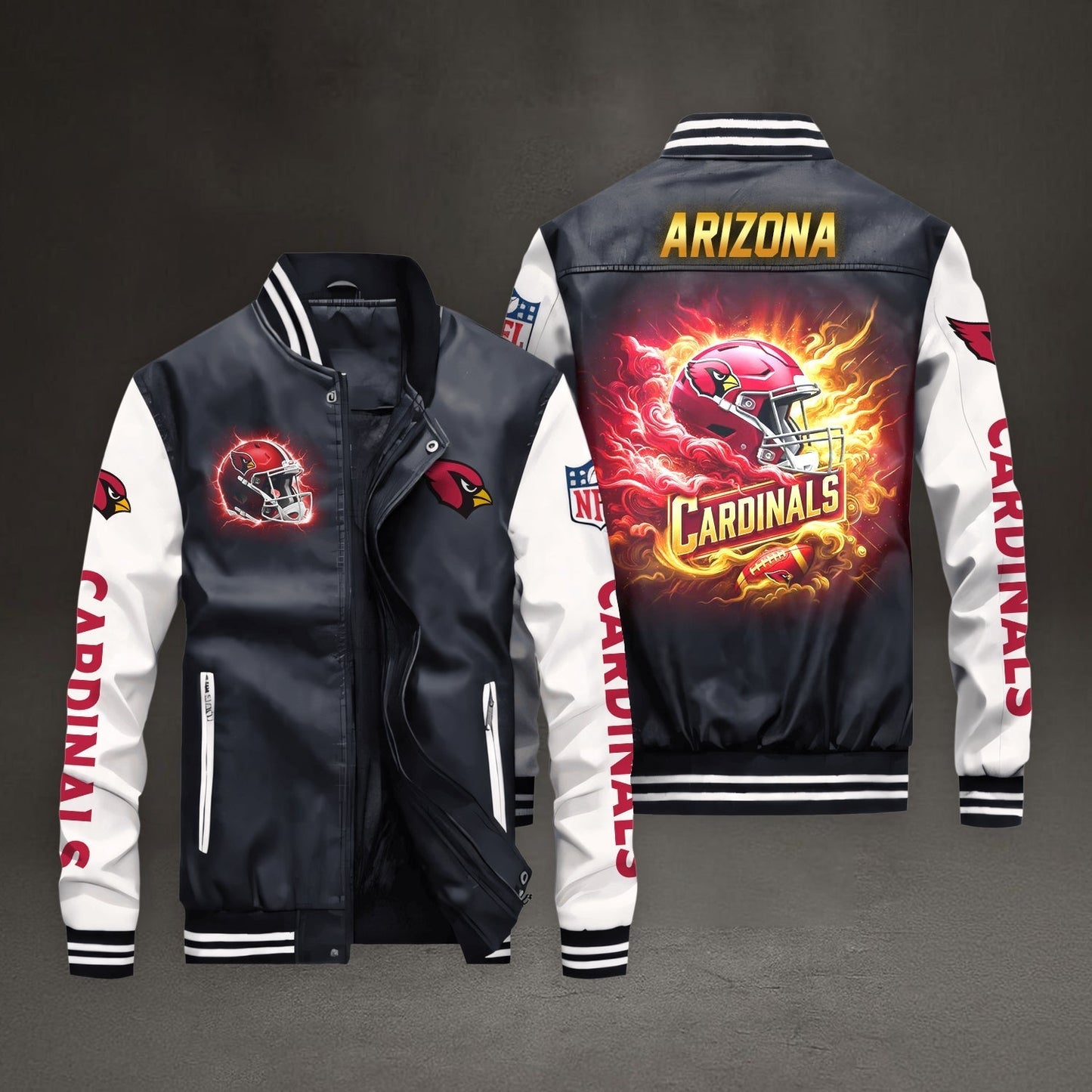 PREMIUM NFL X ARI LEATHER BOMBER JACKET NDT NHM