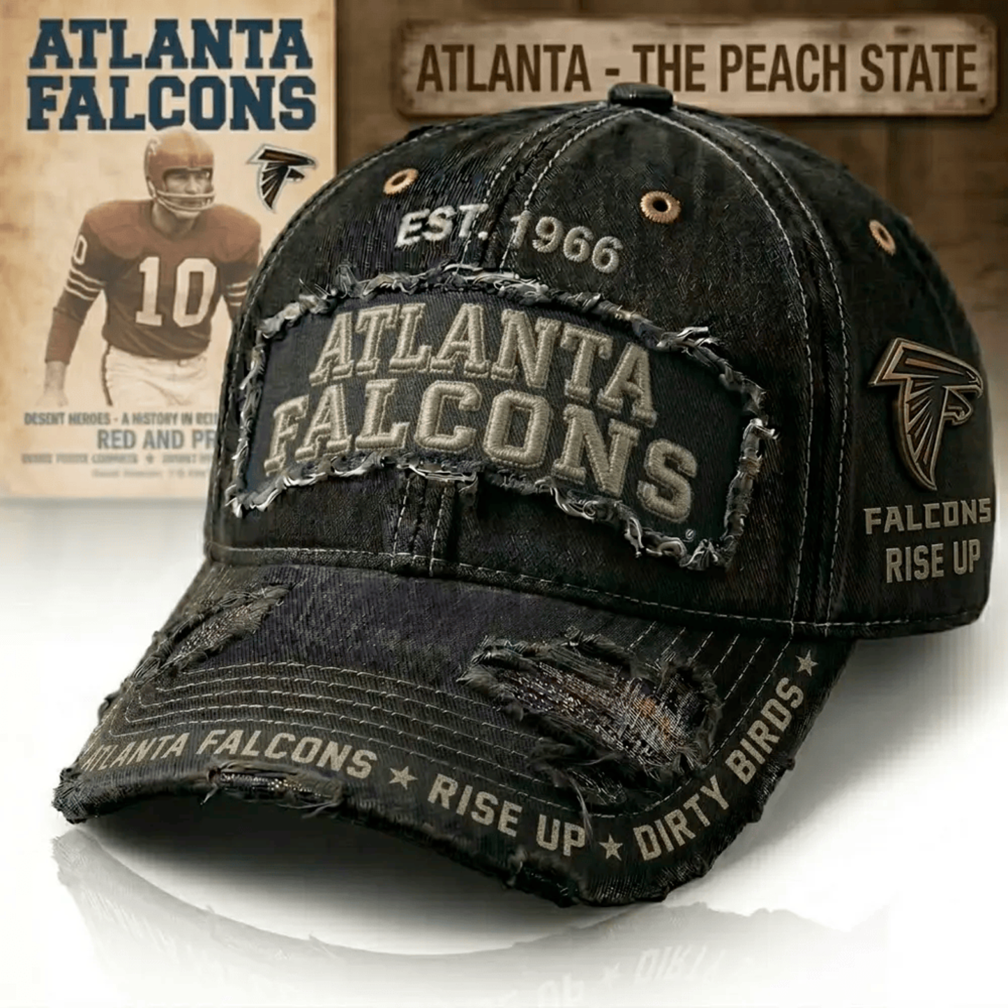 PREMIUM NFL X ATL Denim Washed Custom Name HAT NDT NHM 050526
