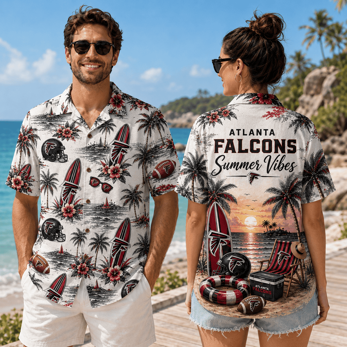 PREMIUM NFL X ATL Summer Vibes Premium Hawaiian Shirt Limited Edition NDT NHM 100626