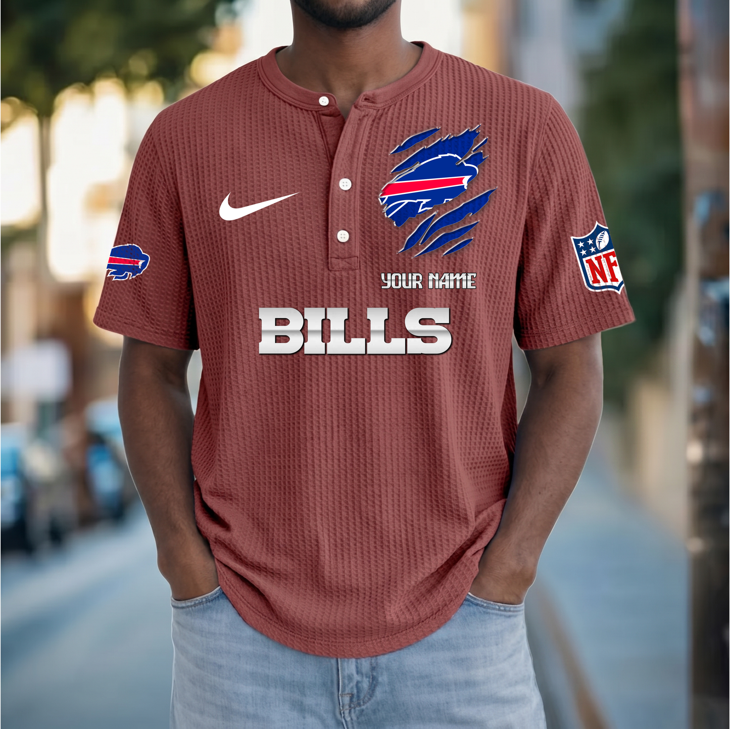 PREMIUM NFL  X  BB Crew neck button Henry Shirt Limited Editions NDT VHM 230426