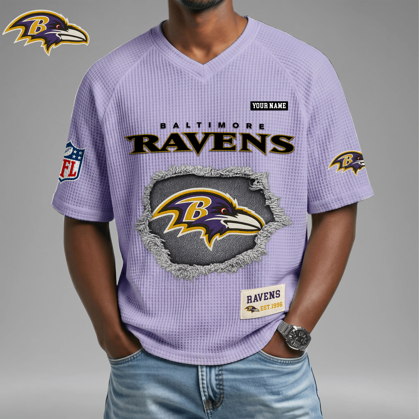 PREMIUM NFL X BR Game Day Waffle V-neck T-shirt 110626