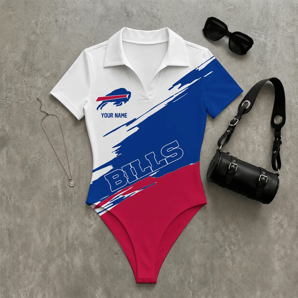 PREMIUM NFL X BUF Women's Slim-Fit V-Neck Polo Bodysuit NDT LVH 270526