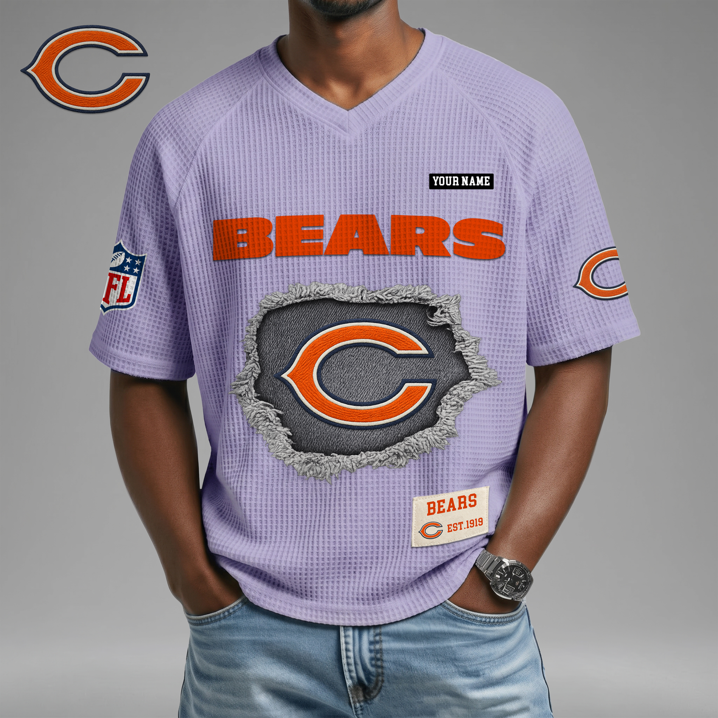 PREMIUM NFL X CB Game Day Waffle V-neck T-shirt 110626
