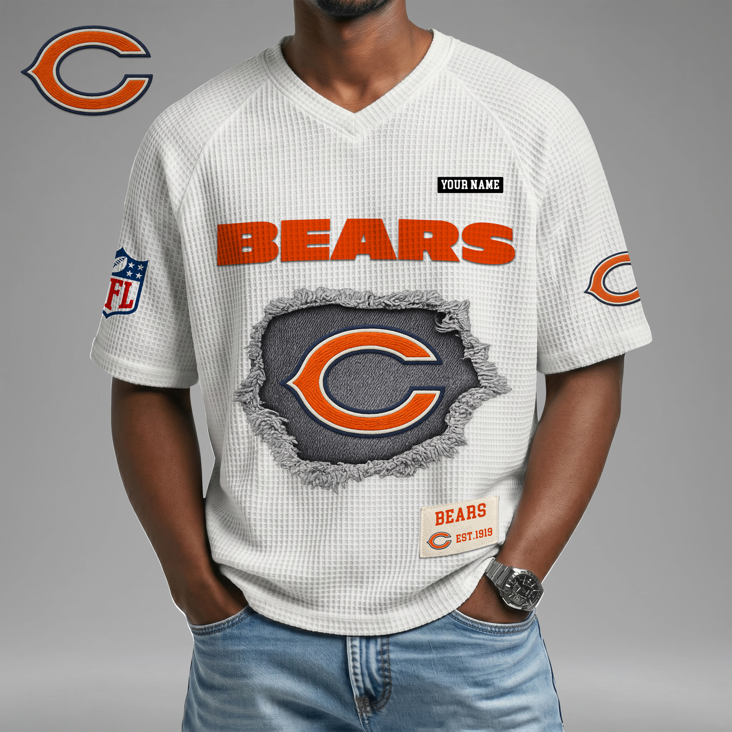 PREMIUM NFL X CB Game Day Waffle V-neck T-shirt 110626