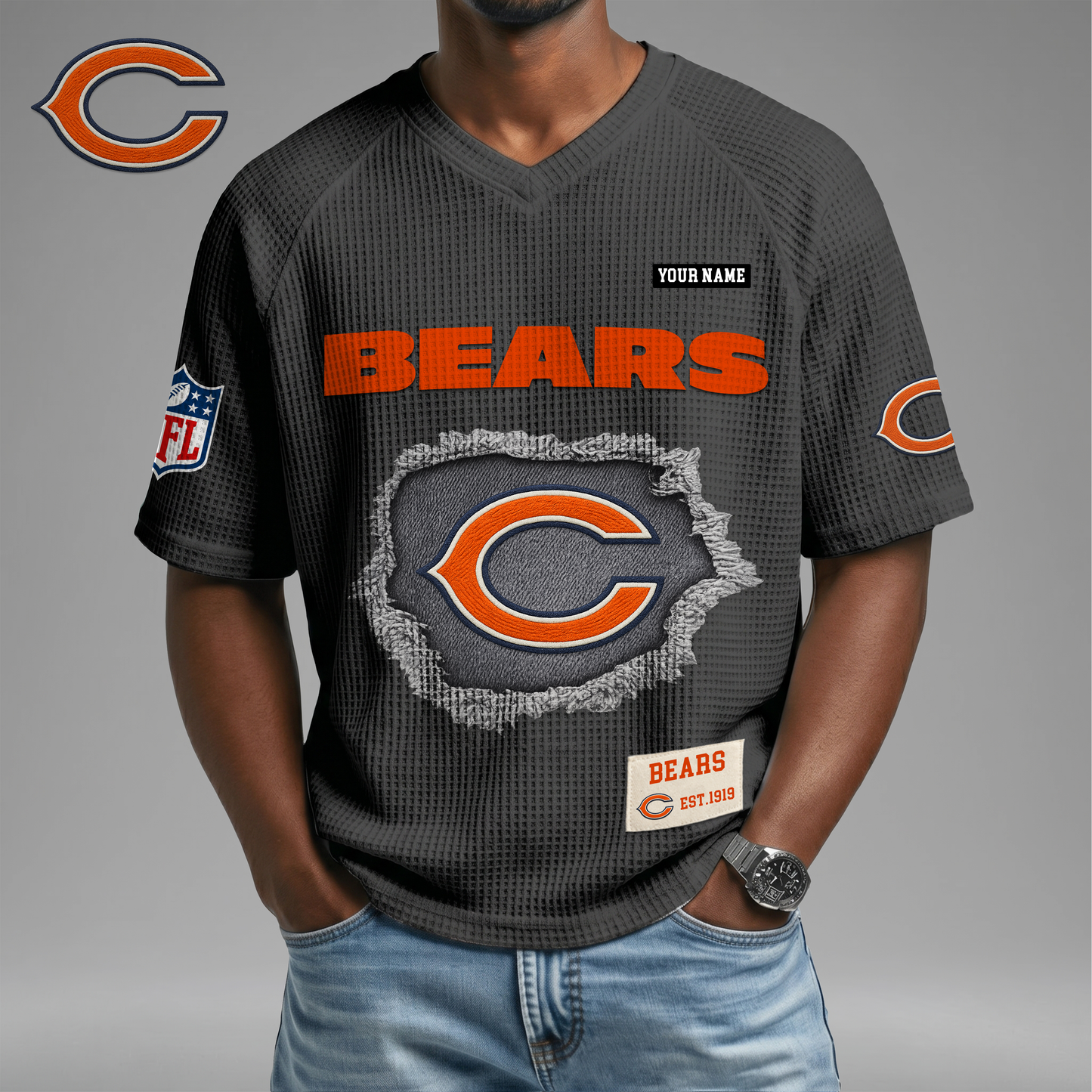 PREMIUM NFL X CB Game Day Waffle V-neck T-shirt 110626