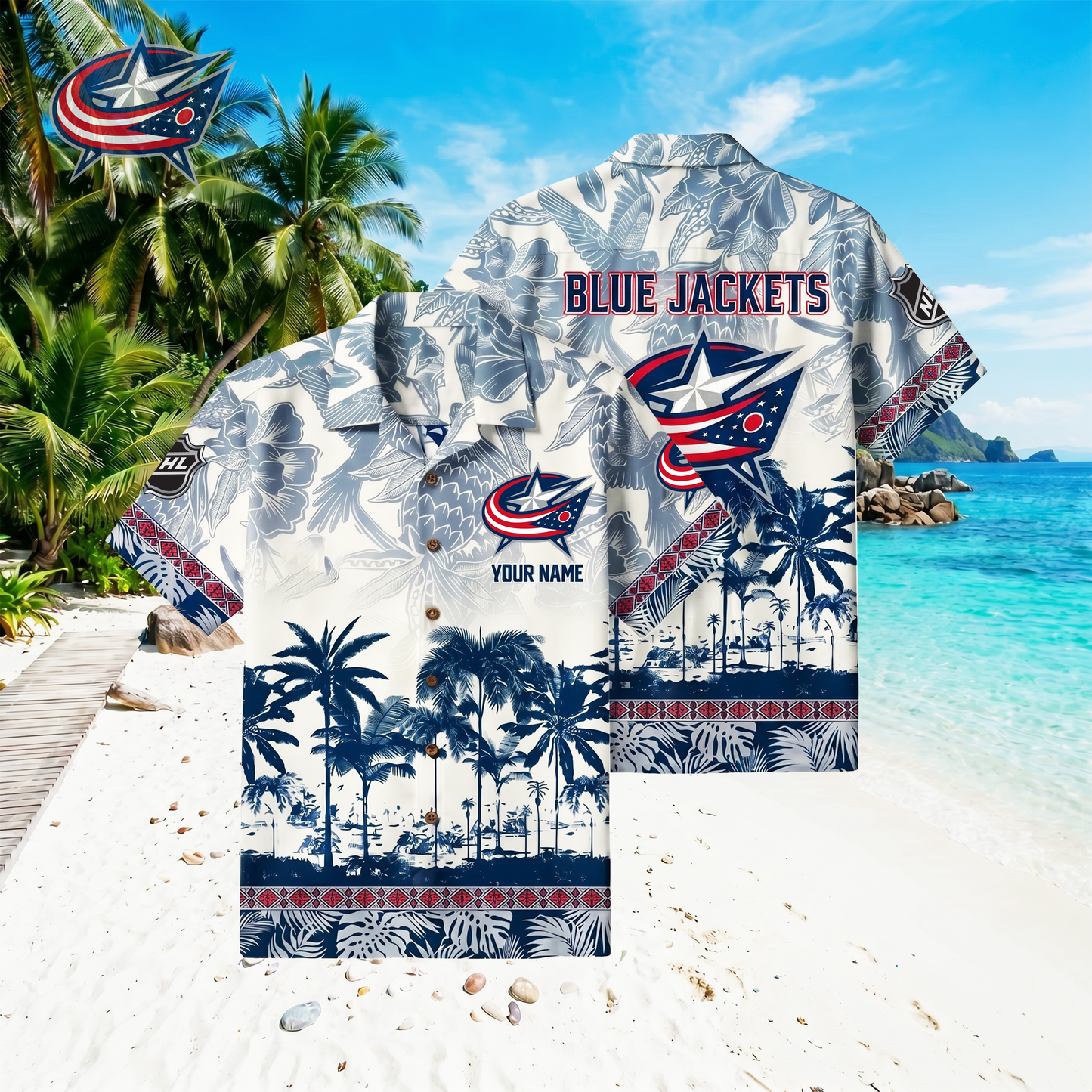 PREMIUM NHL X CBJ Floral With Parrots Hawaiian Shirt NDT VHM 060526