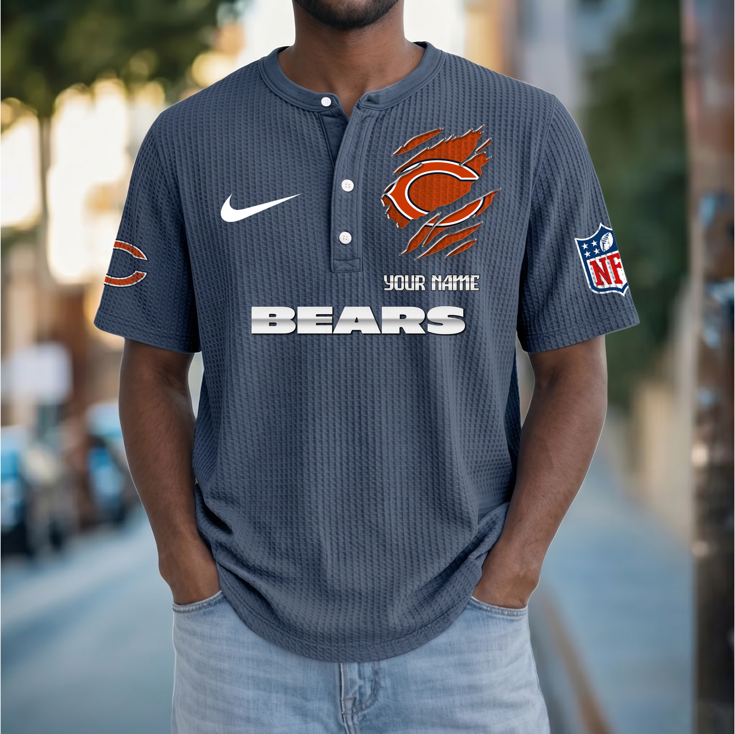 PREMIUM NFL  X  CHI Crew neck button Henry Shirt Limited Editions NDT VHM 230426