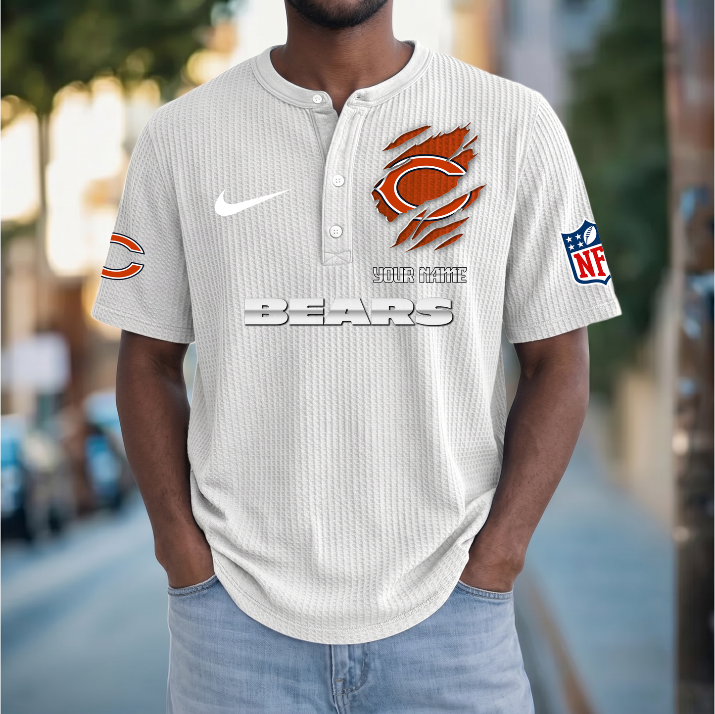 PREMIUM NFL  X  CHI Crew neck button Henry Shirt Limited Editions NDT VHM 230426