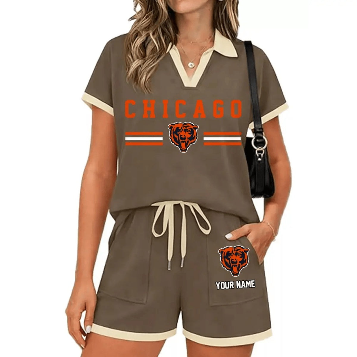 PREMIUM NFL X CHI Retro Athletic Contrast Polo Set FOR SUMMER HOLIDAY NDT NHM 100626