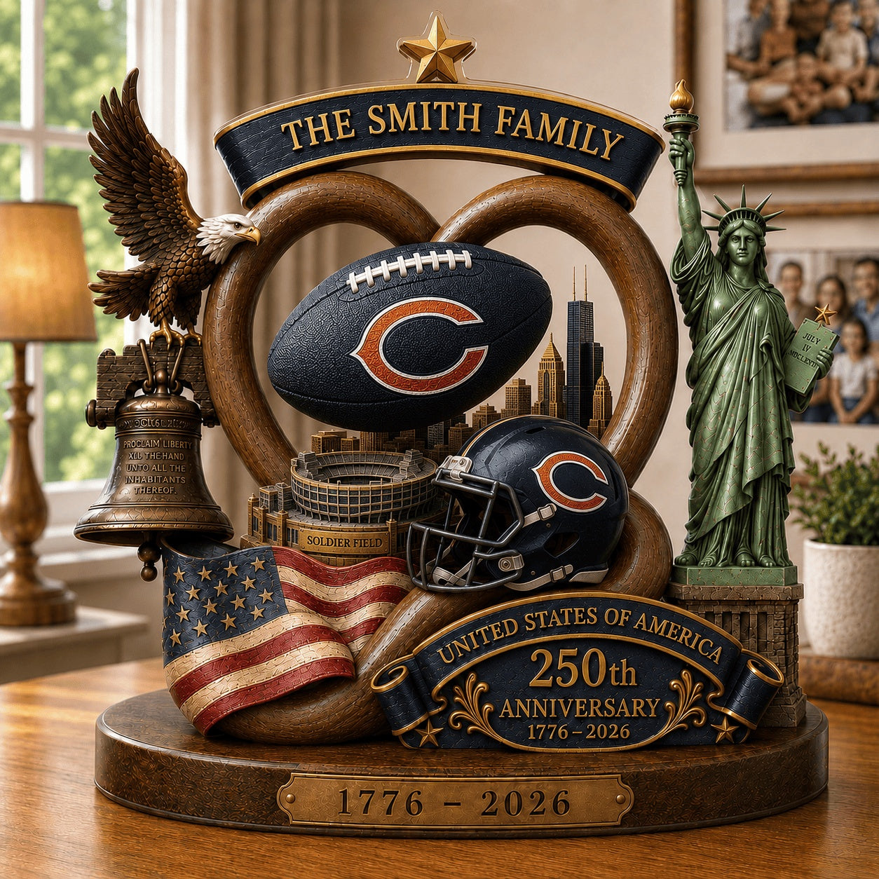 PREMIUM NFL X CHI Team Mix 250th Anniversary Acrylic Block Plaque Custom Name  120626