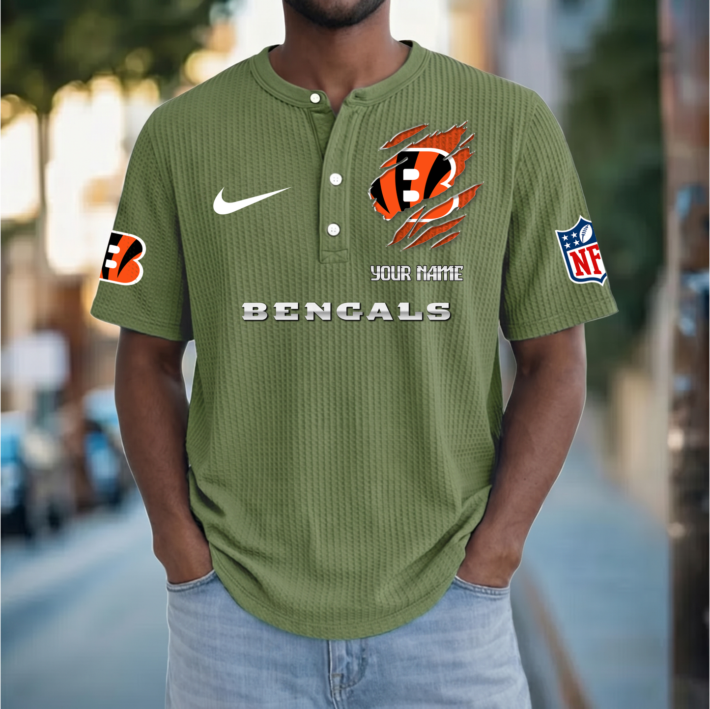 PREMIUM NFL  X  CIN Crew neck button Henry Shirt Limited Editions NDT VHM 230426