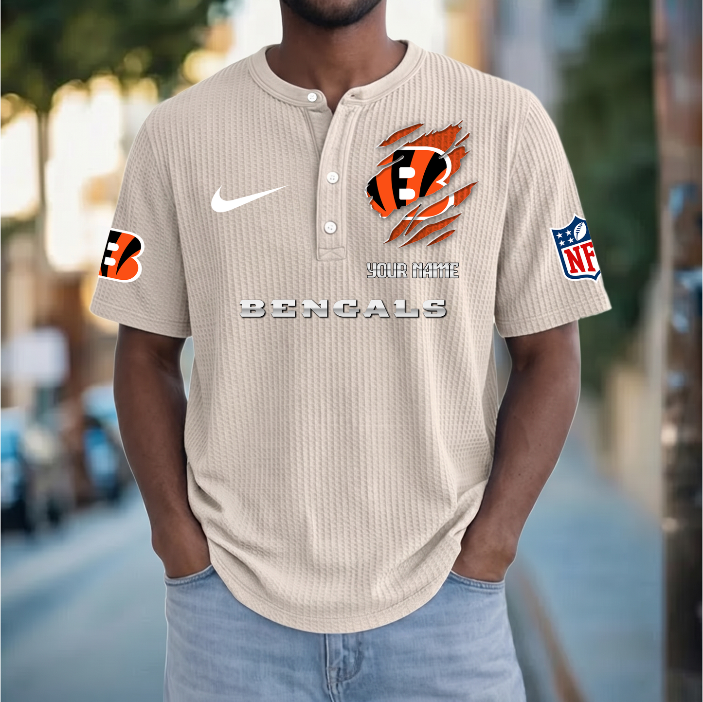 PREMIUM NFL  X  CIN Crew neck button Henry Shirt Limited Editions NDT VHM 230426