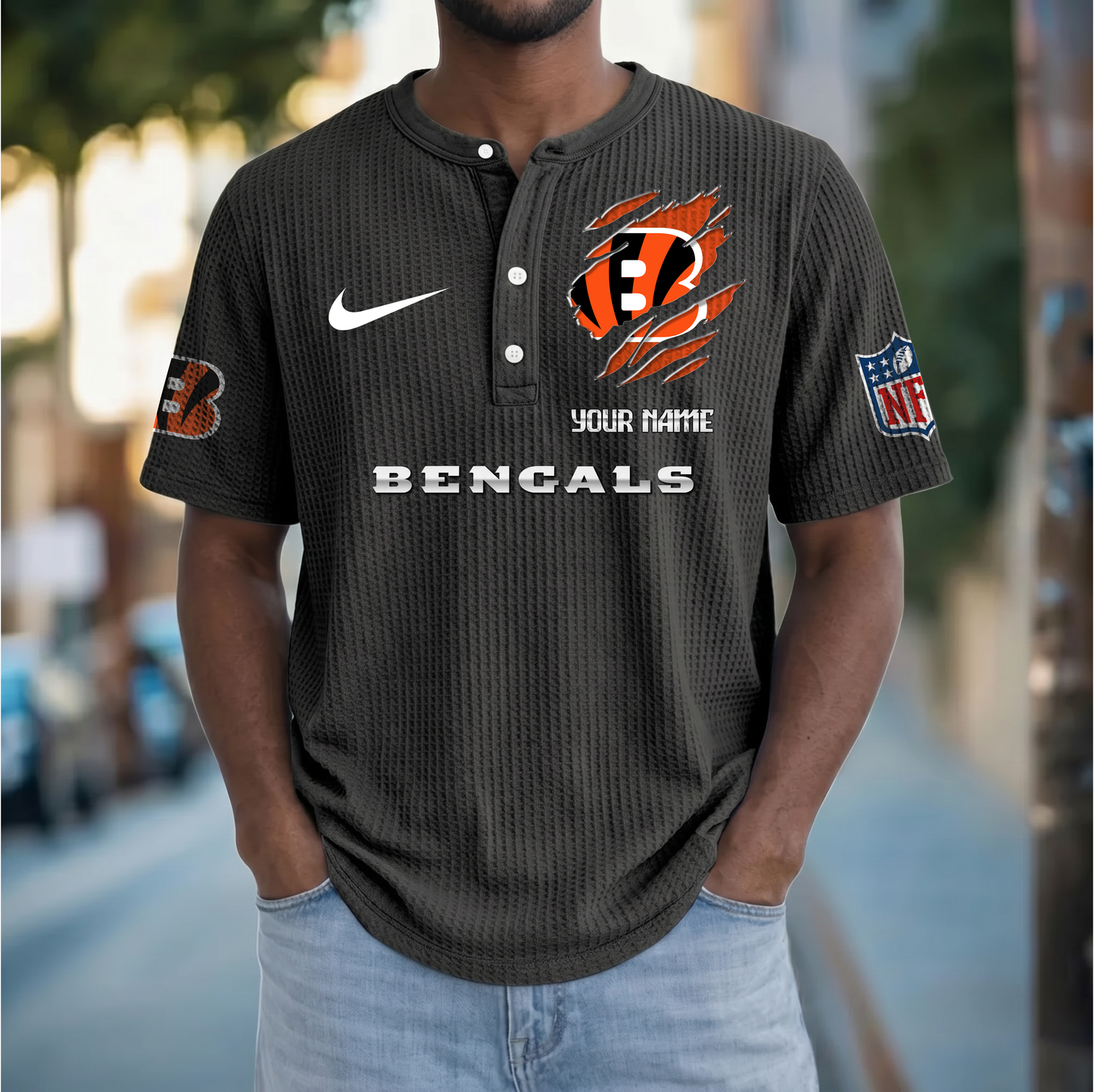 PREMIUM NFL  X  CIN Crew neck button Henry Shirt Limited Editions NDT VHM 230426