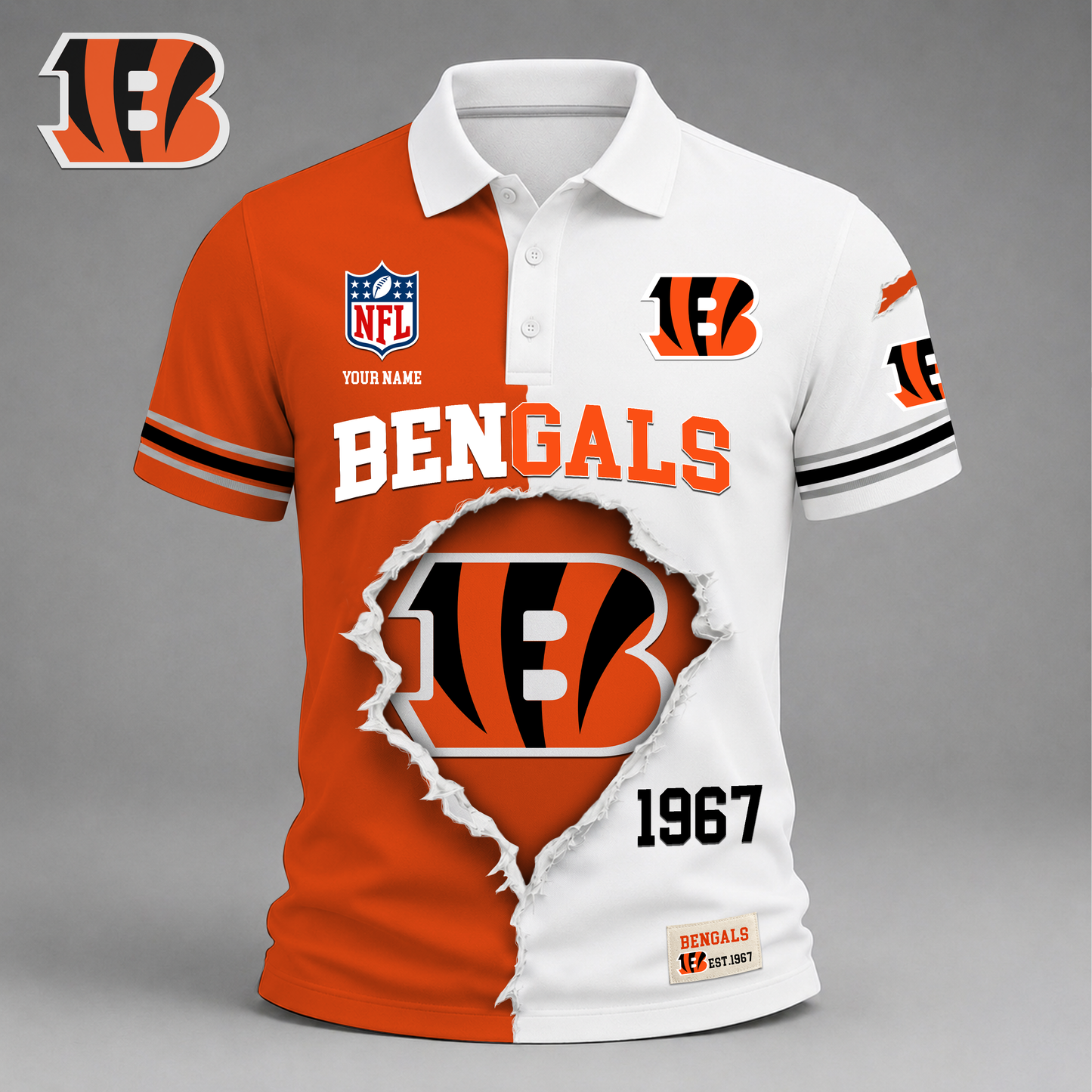 PREMIUM NFL X CIN LUXURY V-Neck POLO SHIRT 150626