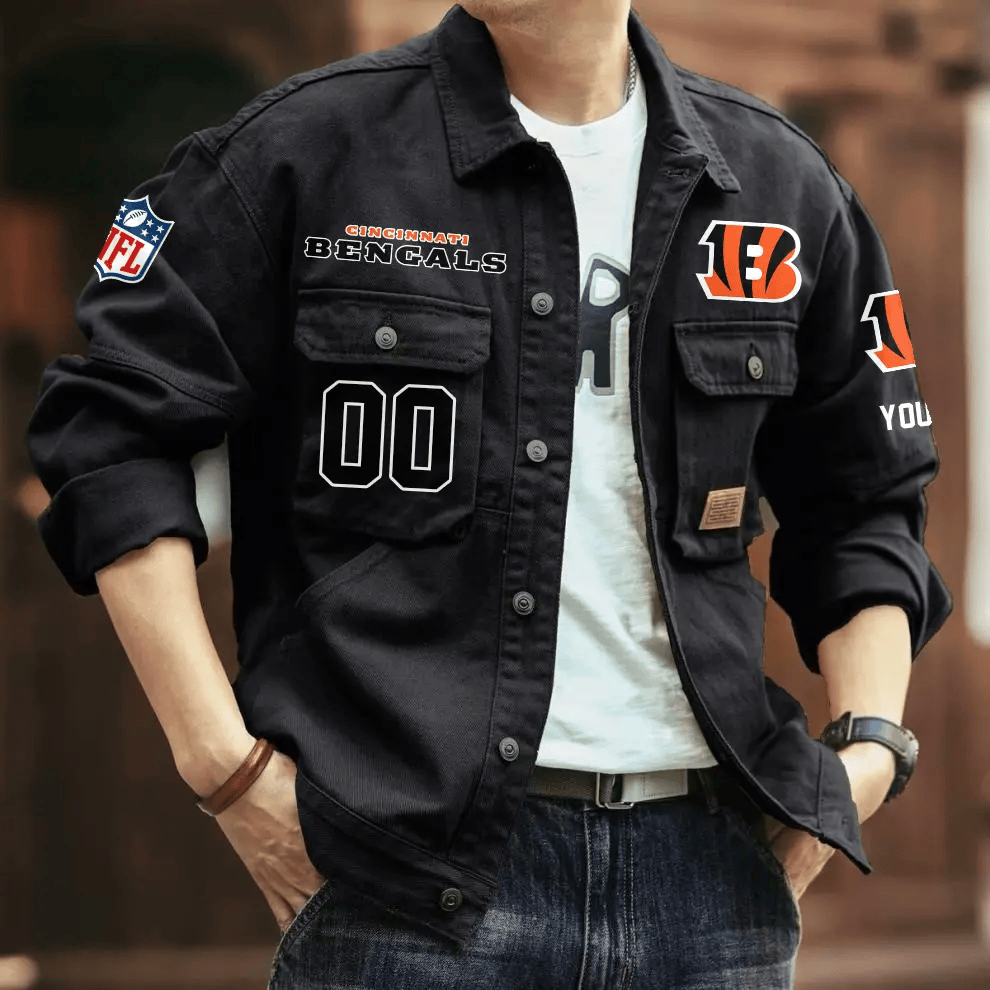 PREMIUM NFL X CIN Men's Denim Autumn Jackets NDT VHM 090626