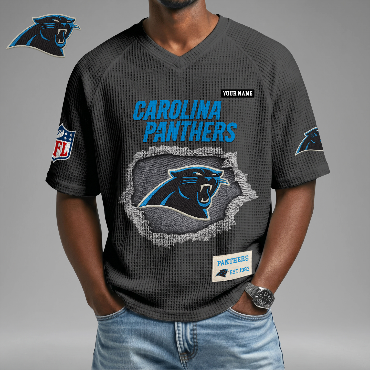 PREMIUM NFL X CP Game Day Waffle V-neck T-shirt 110626