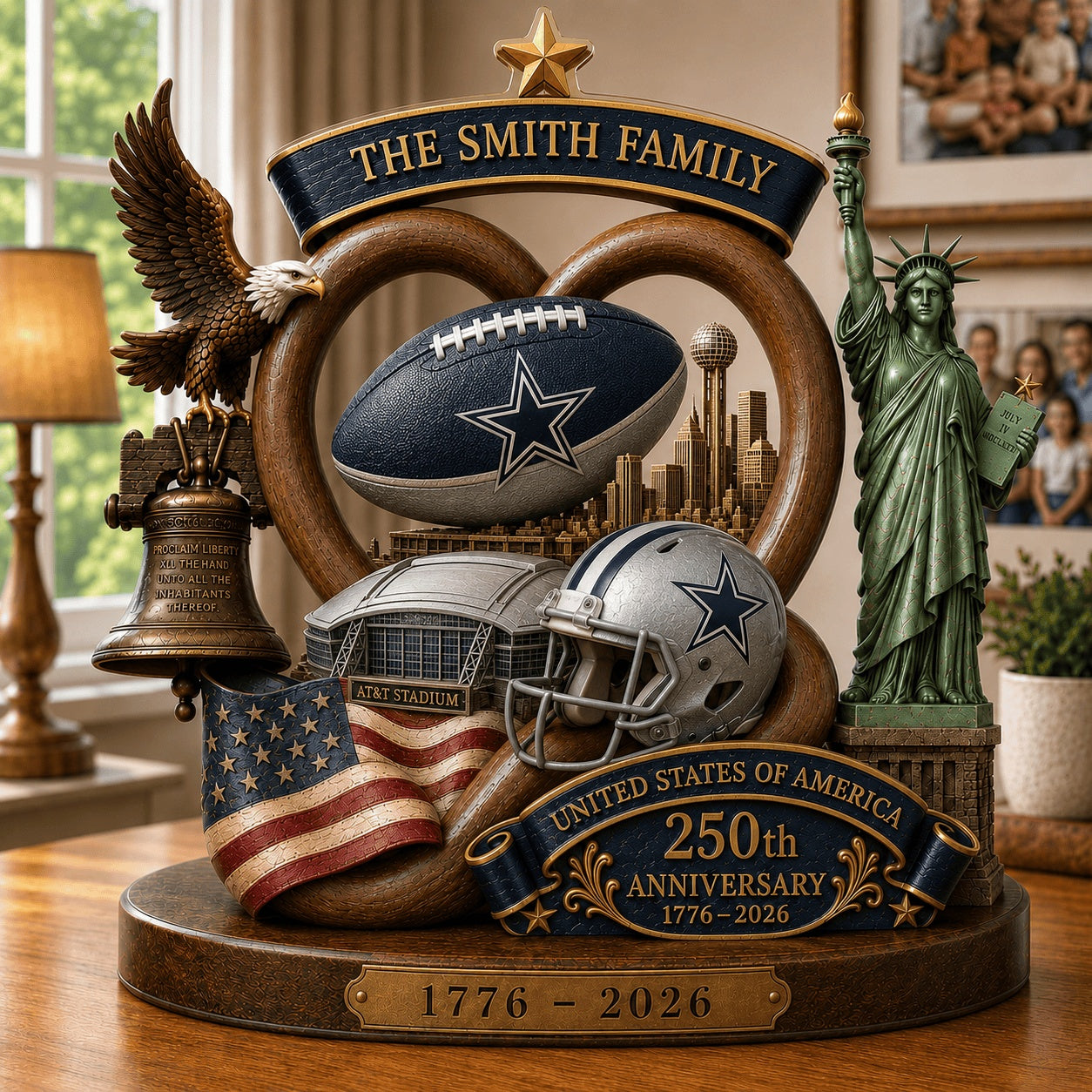 PREMIUM NFL X DAL Team Mix 250th Anniversary Acrylic Block Plaque Custom Name  120626