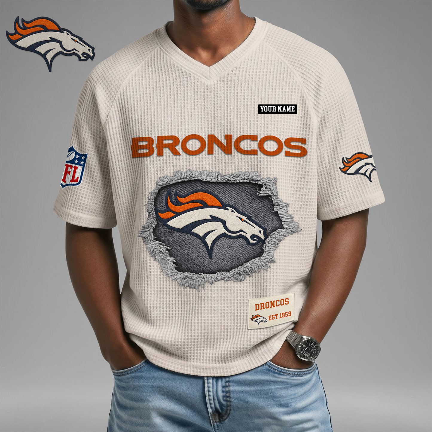 PREMIUM NFL X DB Game Day Waffle V-neck T-shirt 110626