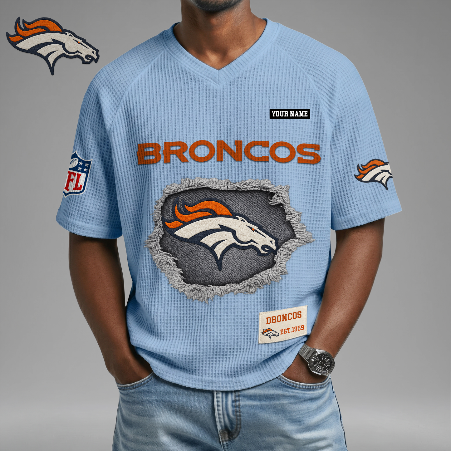 PREMIUM NFL X DB Game Day Waffle V-neck T-shirt 110626