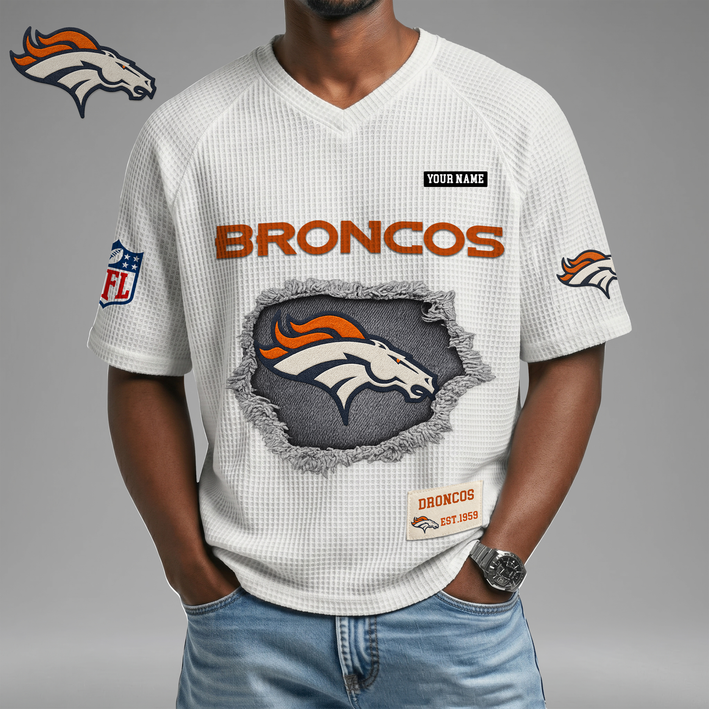 PREMIUM NFL X DB Game Day Waffle V-neck T-shirt 110626
