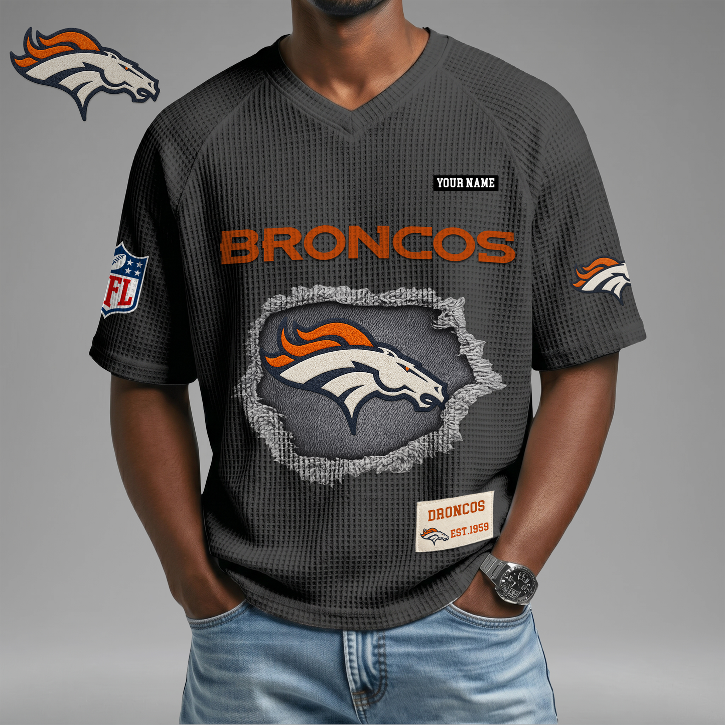 PREMIUM NFL X DB Game Day Waffle V-neck T-shirt 110626