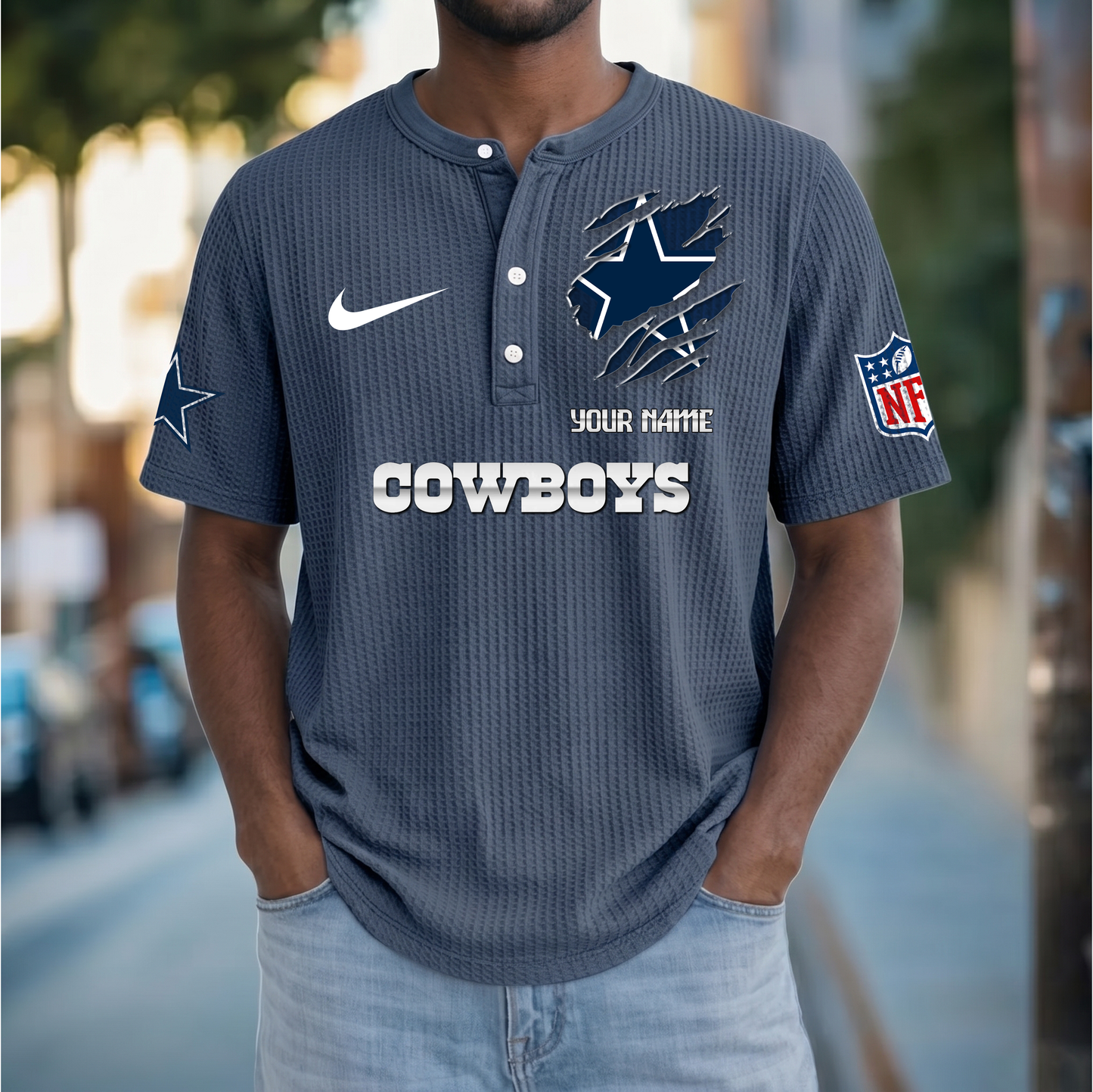 PREMIUM NFL  X  DC Crew neck button Henry Shirt Limited Editions NDT VHM 230426