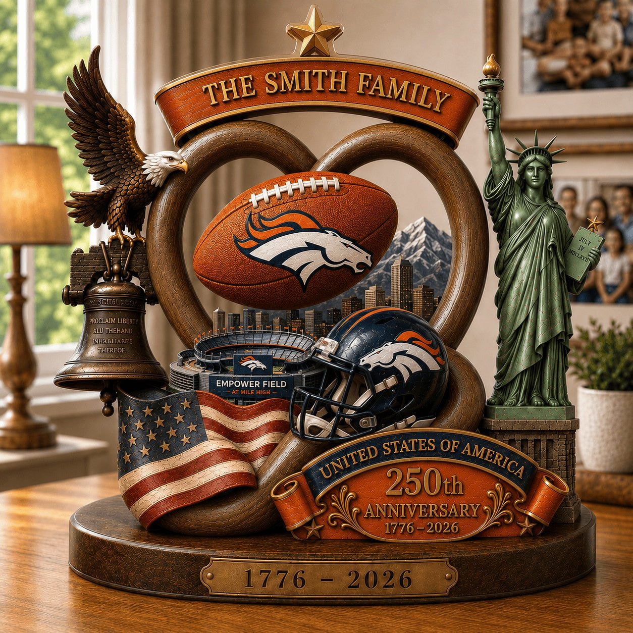 PREMIUM NFL X DEN Team Mix 250th Anniversary Acrylic Block Plaque Custom Name  120626