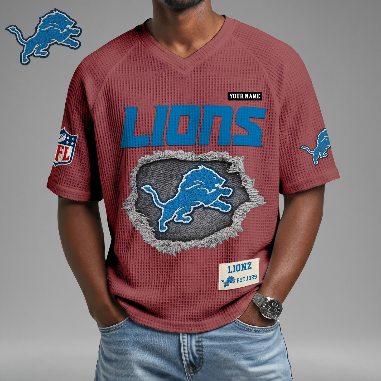 PREMIUM NFL X DL Game Day Waffle V-neck T-shirt 110626