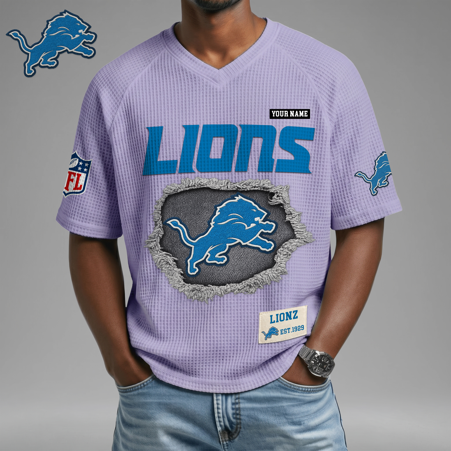 PREMIUM NFL X DL Game Day Waffle V-neck T-shirt 110626