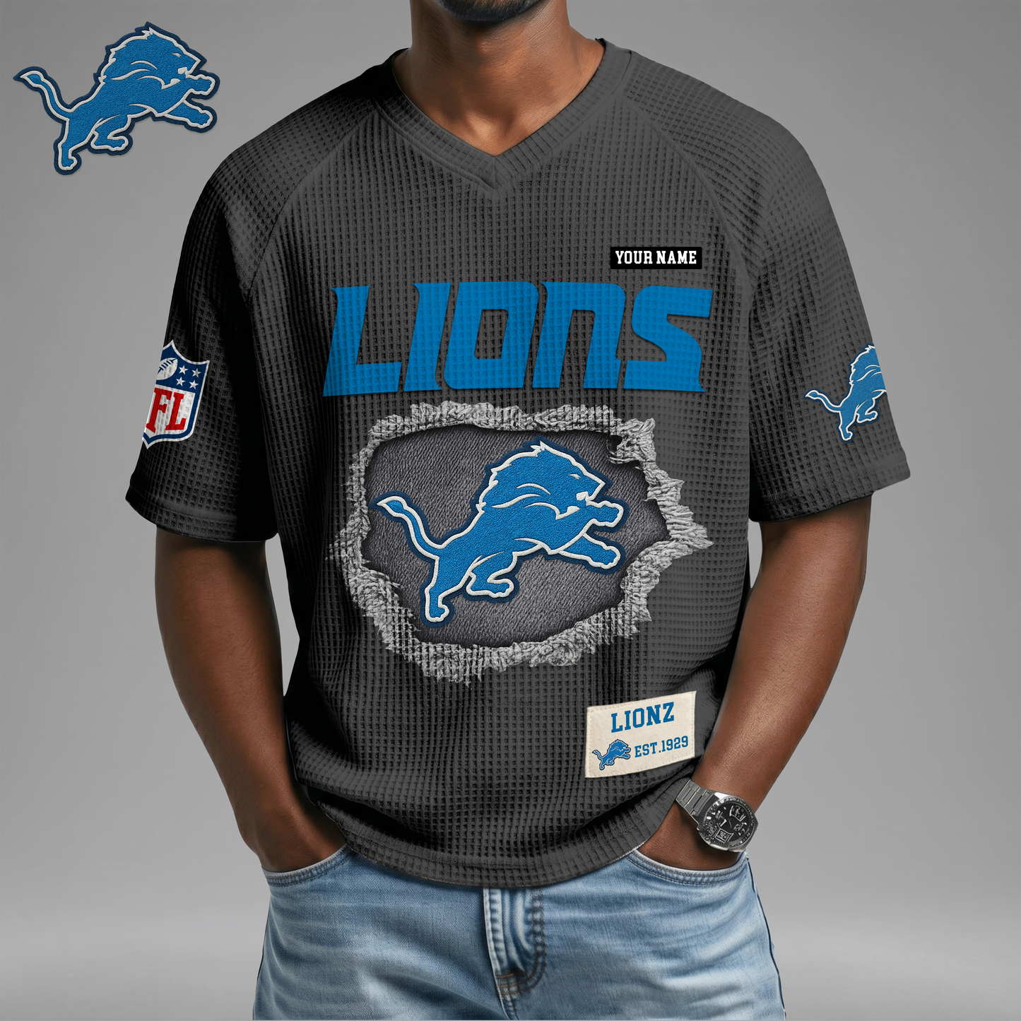 PREMIUM NFL X DL Game Day Waffle V-neck T-shirt 110626
