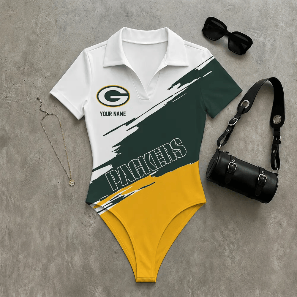 PREMIUM NFL X GB Women's Slim-Fit V-Neck Polo Bodysuit NDT LVH 270526
