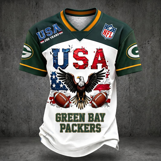 PREMIUM NFL X GBP 250TH anniversary LUXURY V-Neck T- Shirt 130626