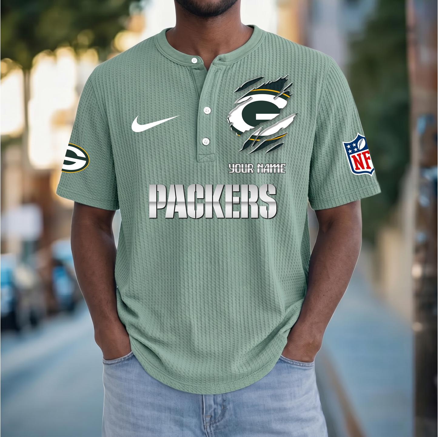 PREMIUM NFL  X  GBP Crew neck button Henry Shirt Limited Editions NDT VHM 230426