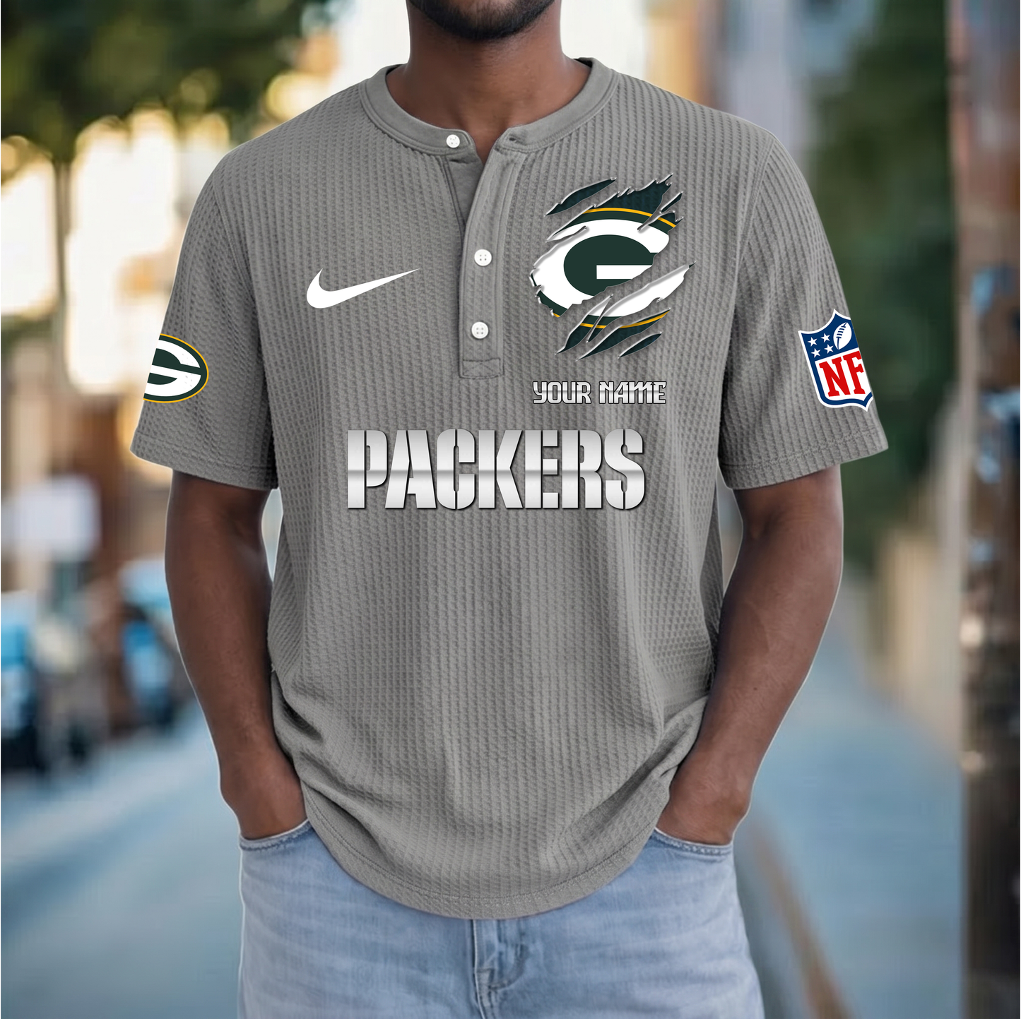 PREMIUM NFL  X  GBP Crew neck button Henry Shirt Limited Editions NDT VHM 230426