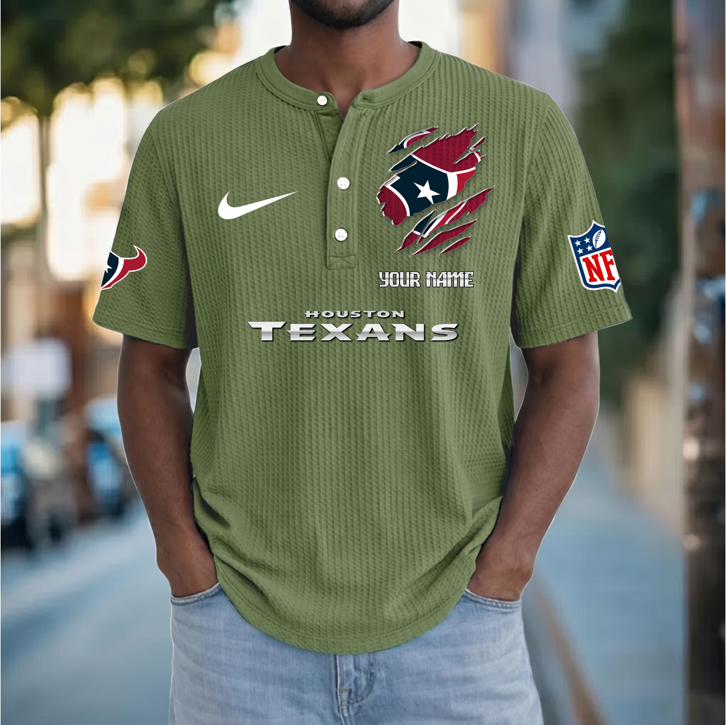 PREMIUM NFL  X  HT Crew neck button Henry Shirt Limited Editions NDT VHM 230426